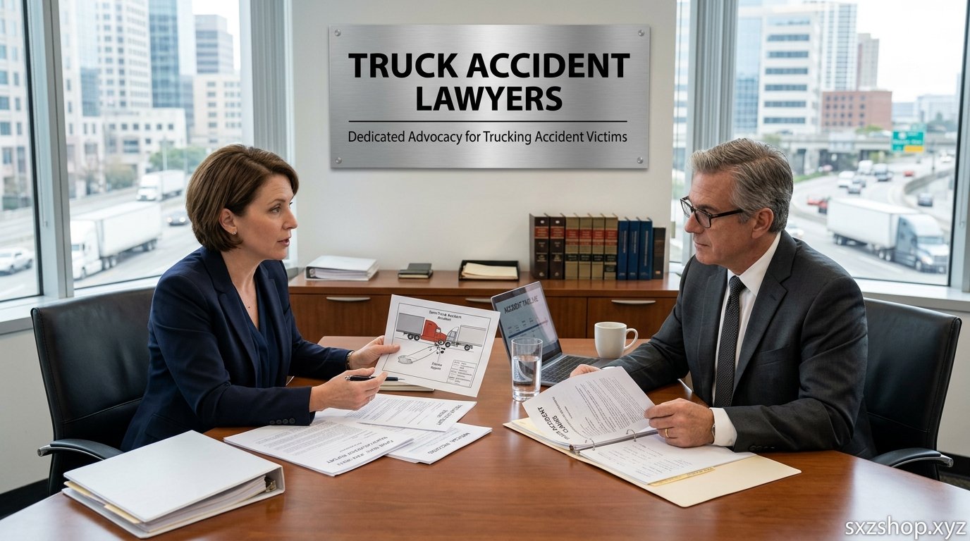 Experienced truck accident lawyer reviewing a commercial trucking crash case for injury compensation claims